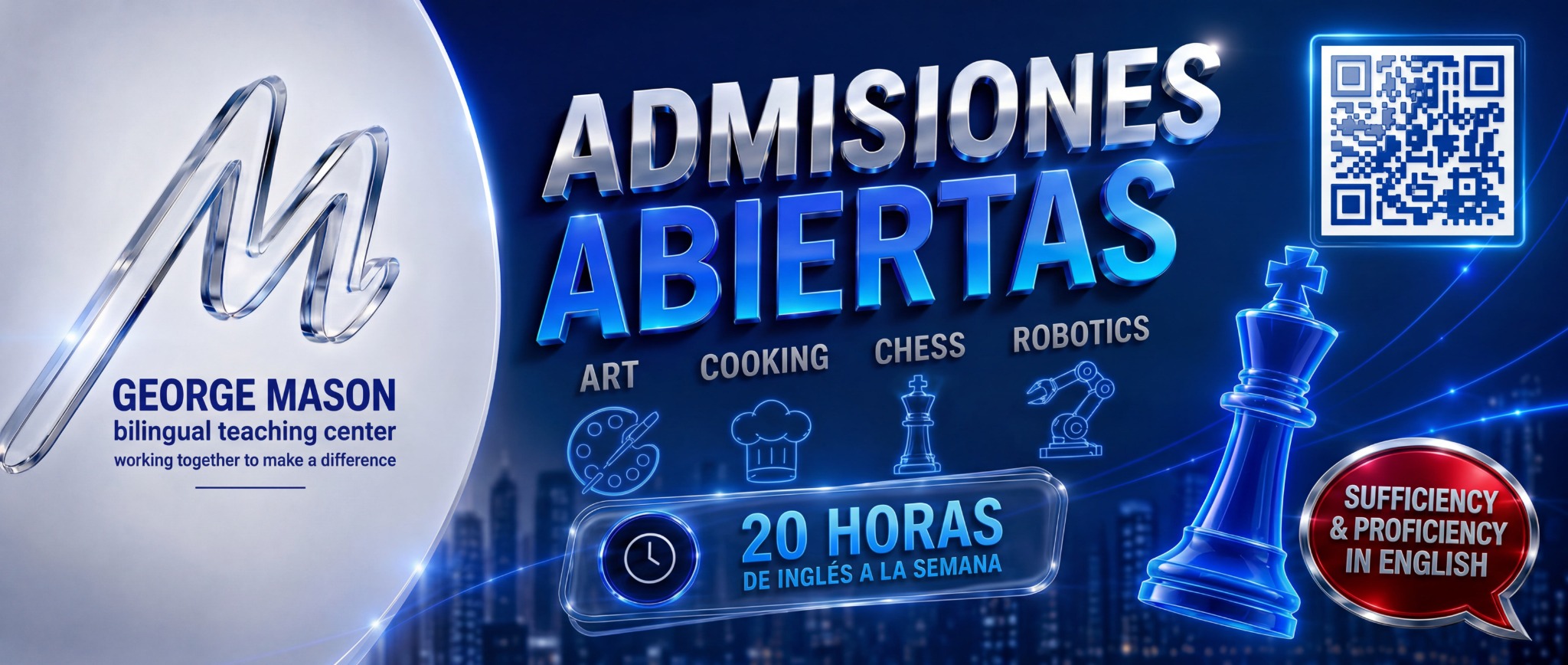 Admisiones abiertas en George Mason Center: inglés, arte, cocina, ajedrez y robótica